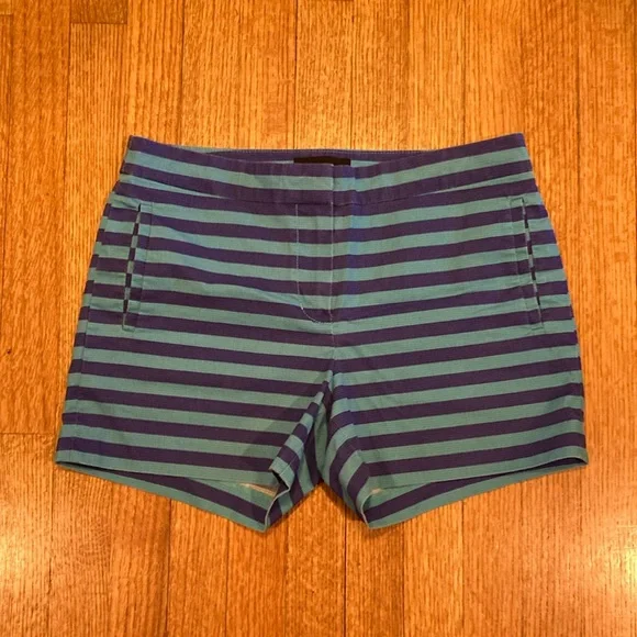 J. Crew Striped Blue and Green Shorts Size 6 - Picture 1 of 11
